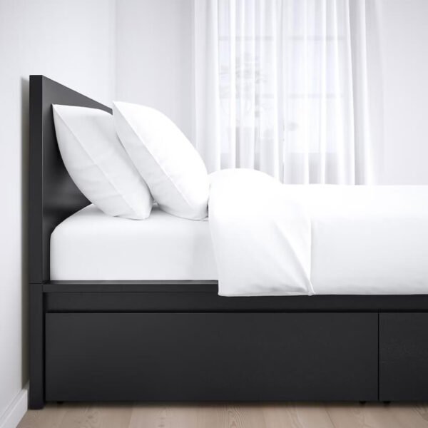 Malm High bed frame/4 storage boxes